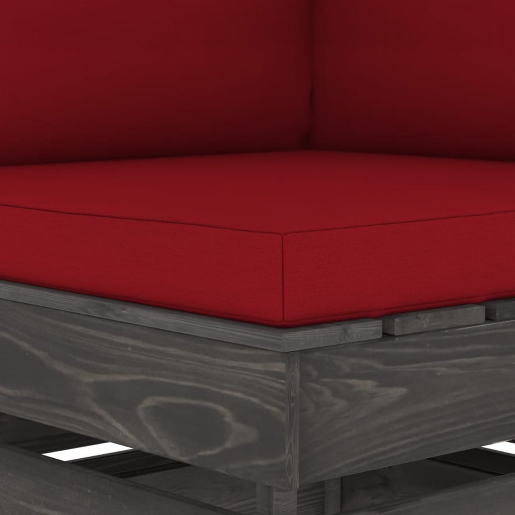 Modulares Ecksofa mit Kissen Grau Imprägniertes Holz