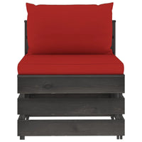 Thumbnail for Modulares Mittelsofa mit Kissen Grau Imprägniertes Holz