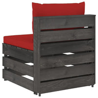 Thumbnail for Modulares Mittelsofa mit Kissen Grau Imprägniertes Holz