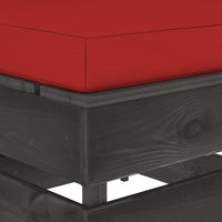 Thumbnail for Modulares Mittelsofa mit Kissen Grau Imprägniertes Holz
