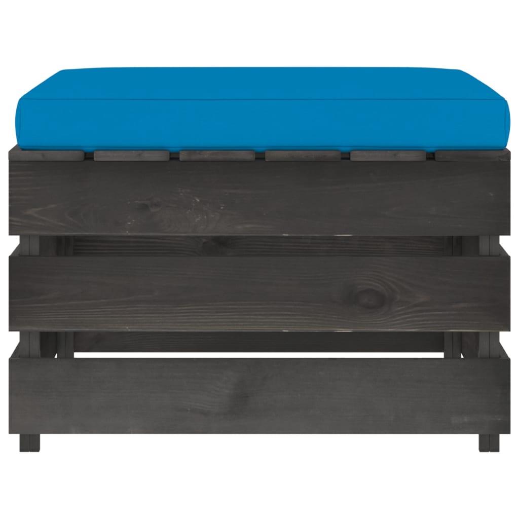 Modulare Ottomane mit Kissen Grau Imprägniertes Holz