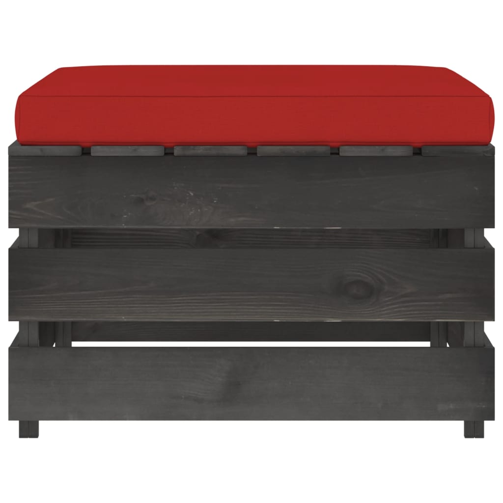 Modulare Ottomane mit Kissen Grau Imprägniertes Holz