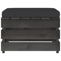 Thumbnail for Modulare Ottomane mit Kissen Grau Imprägniertes Holz