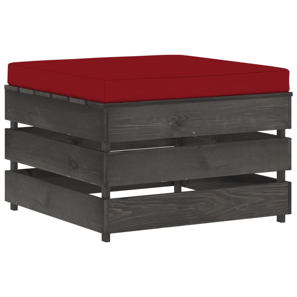 Modulare Ottomane mit Kissen Grau Imprägniertes Holz