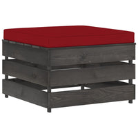 Thumbnail for Modulare Ottomane mit Kissen Grau Imprägniertes Holz