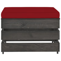 Thumbnail for Modulare Ottomane mit Kissen Grau Imprägniertes Holz