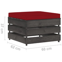 Thumbnail for Modulare Ottomane mit Kissen Grau Imprägniertes Holz