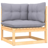 Thumbnail for Garten-Ecksofa mit Grauen Kissen Massivholz Kiefer