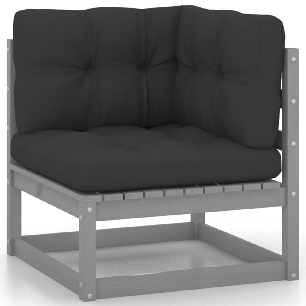 Garten-Ecksofa mit Kissen Massivholz Kiefer