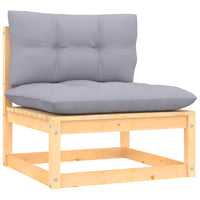 Thumbnail for Garten-Mittelsofa mit Grauen Kissen Massivholz Kiefer