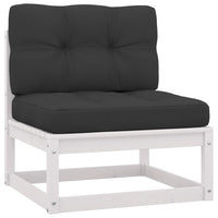 Thumbnail for Garten-Mittelsofa mit Anthrazit Kissen Weiß Massivholz Kiefer