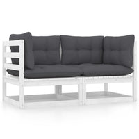 Thumbnail for Gartensofa 2-Sitzer mit Kissen Kiefer Massivholz Weiß