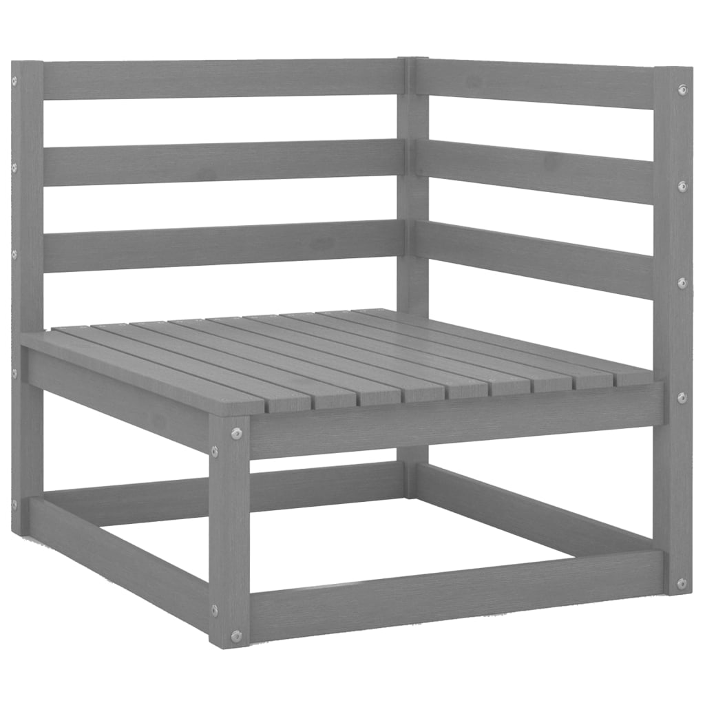 Gartensofa 2-Sitzer mit Kissen Grau Kiefer Massivholz Weiß