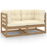 Thumbnail for Gartensofa 2-Sitzer mit Kissen Honigbraun Massivholz Kiefer