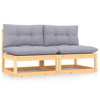 Thumbnail for Garten-Mittelsofas mit Grauen Kissen 2 Stk. Massivholz Kiefer