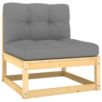 Thumbnail for Garten-Mittelsofas mit Grauen Kissen 2 Stk. Massivholz Kiefer