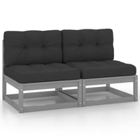 Thumbnail for Garten-Mittelsofas mit Kissen 2 Stk. Grau Massivholz Kiefer