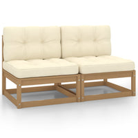 Thumbnail for Garten-Mittelsofas mit Creme Kissen 2 Stk. Massivholz Kiefer