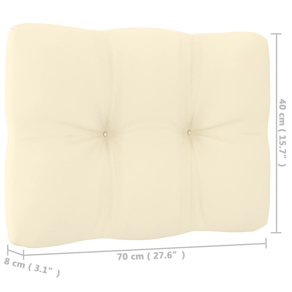 Garten-Mittelsofas mit Creme Kissen 2 Stk. Massivholz Kiefer