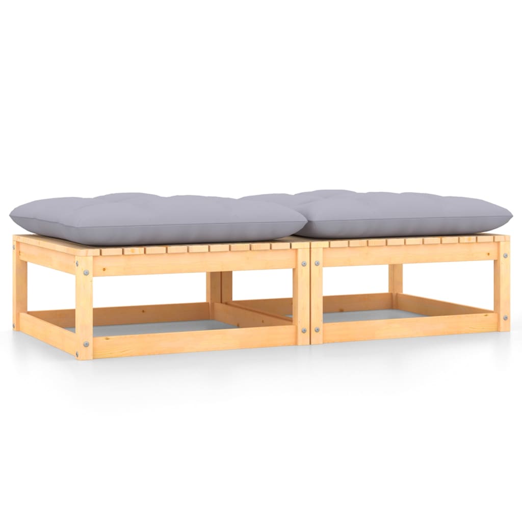 Gartenhocker mit Kissen 2 Stk. Massivholz Kiefer