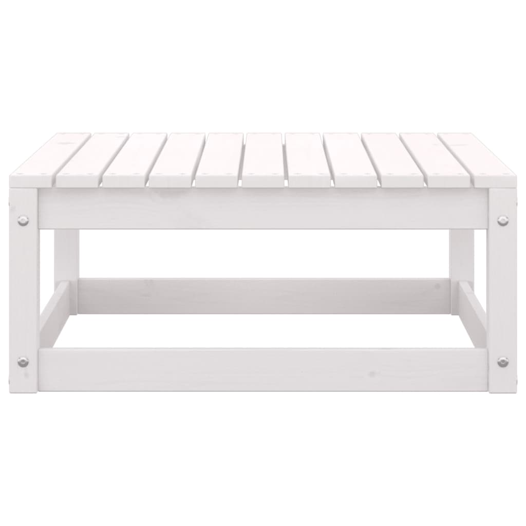 Garten-Fußhocker mit Kissen 2 Stk. Weiß Massivholz Kiefer