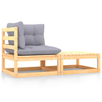 Thumbnail for 2-tlg. Garten-Lounge-Set mit Kissen Kiefer Massivholz