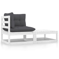 Thumbnail for 2-tlg. Garten-Lounge-Set mit Kissen Weiß Kiefer Massivholz