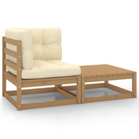 Thumbnail for 2-tlg. Garten-Lounge-Set Kissen Honigbraun Massivholz Kiefer
