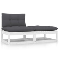 Thumbnail for 2-tlg. Garten-Lounge-Set mit Kissen Weiß Kiefer Massivholz
