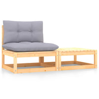 Thumbnail for 2-tlg. Garten-Lounge-Set mit Kissen Kiefer Massivholz