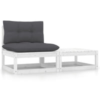 Thumbnail for 2-tlg. Garten-Lounge-Set mit Kissen Weiß Kiefer Massivholz