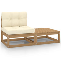 Thumbnail for 2-tlg. Garten-Lounge-Set Kissen Honigbraun Massivholz Kiefer