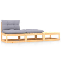 Thumbnail for 3-tlg. Garten-Lounge-Set mit Kissen Kiefer Massivholz