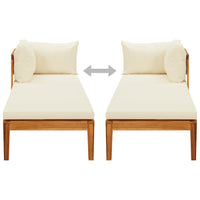 Thumbnail for Sonnenliege mit 1 Armlehne Cremeweiß Massivholz Akazie