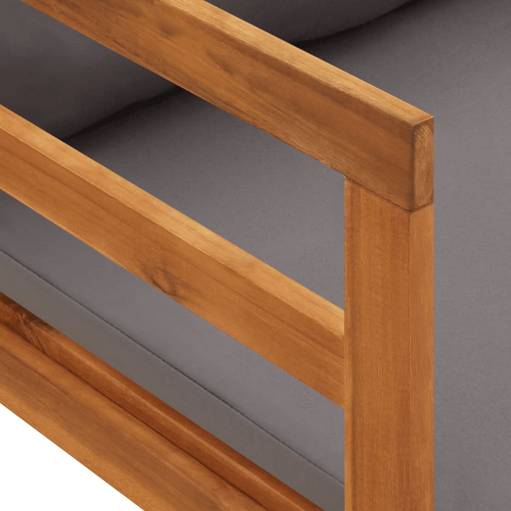 Sonnenliege mit Dunkelgrauen Kissen Massivholz Akazie