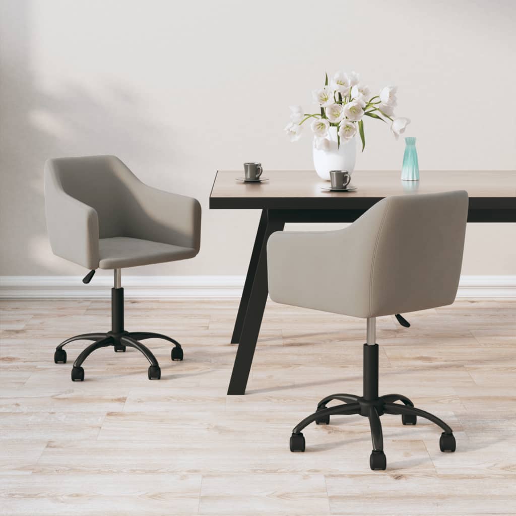 Esszimmerstühle 2 Stk. Drehbar Hellgrau Samt