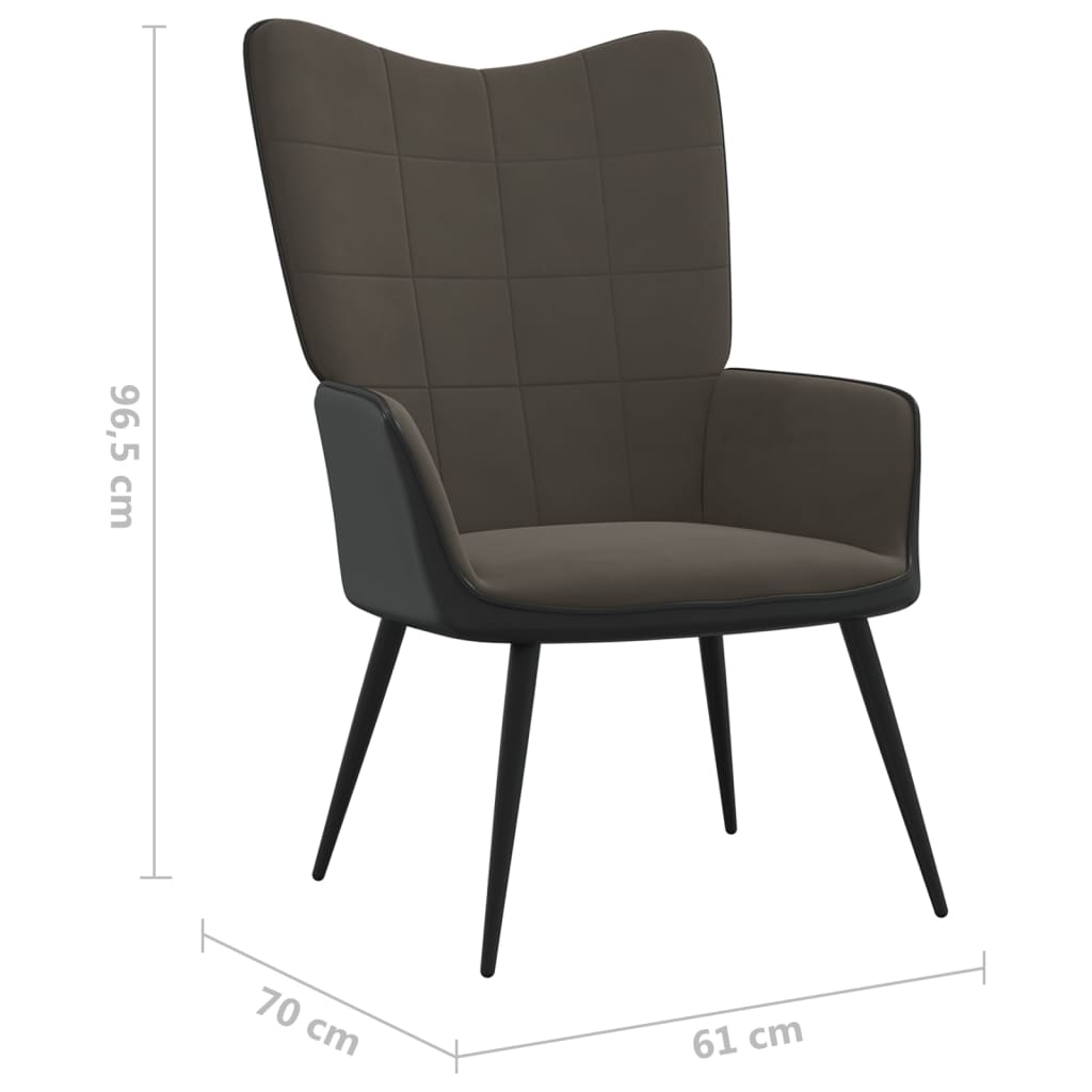 Relaxsessel Dunkelgrau Samt und PVC