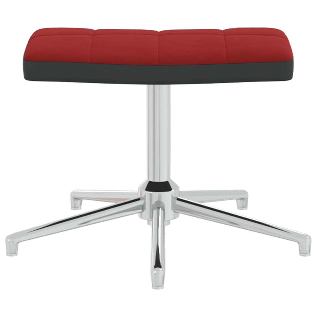 Relaxsessel mit Hocker Weinrot Samt und PVC