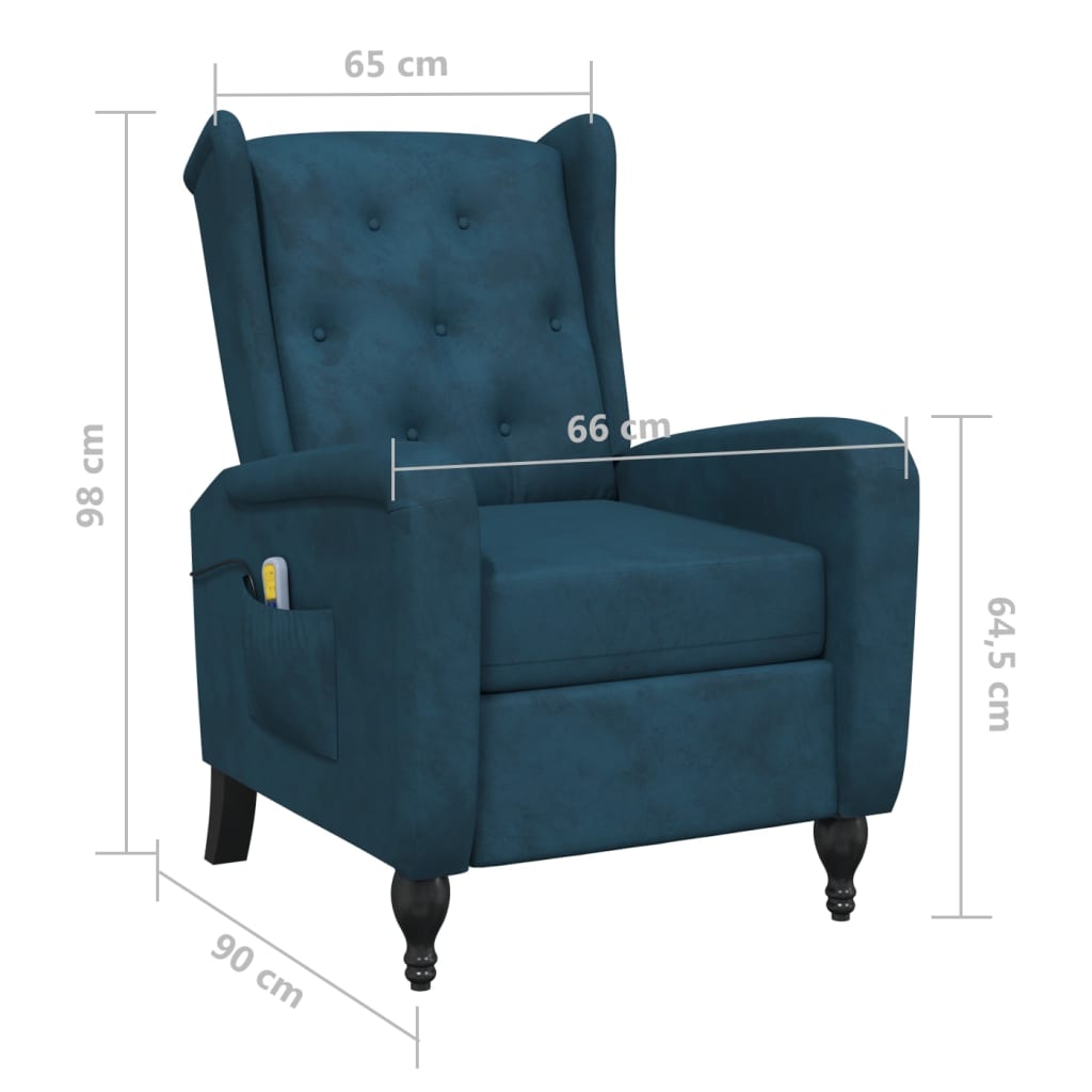 Massagesessel Blau Samt