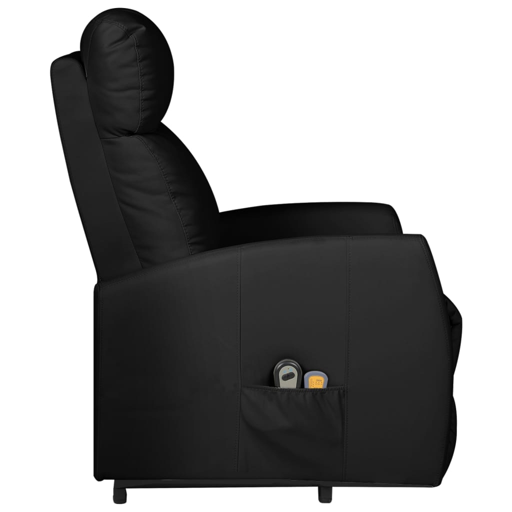 Massagesessel mit Aufstehhilfe Schwarz Kunstleder