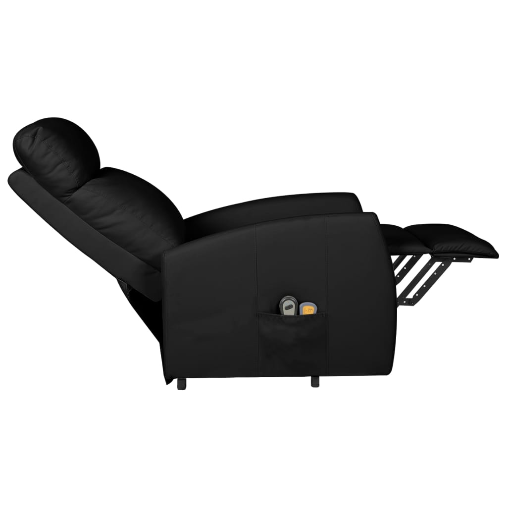 Massagesessel mit Aufstehhilfe Schwarz Kunstleder