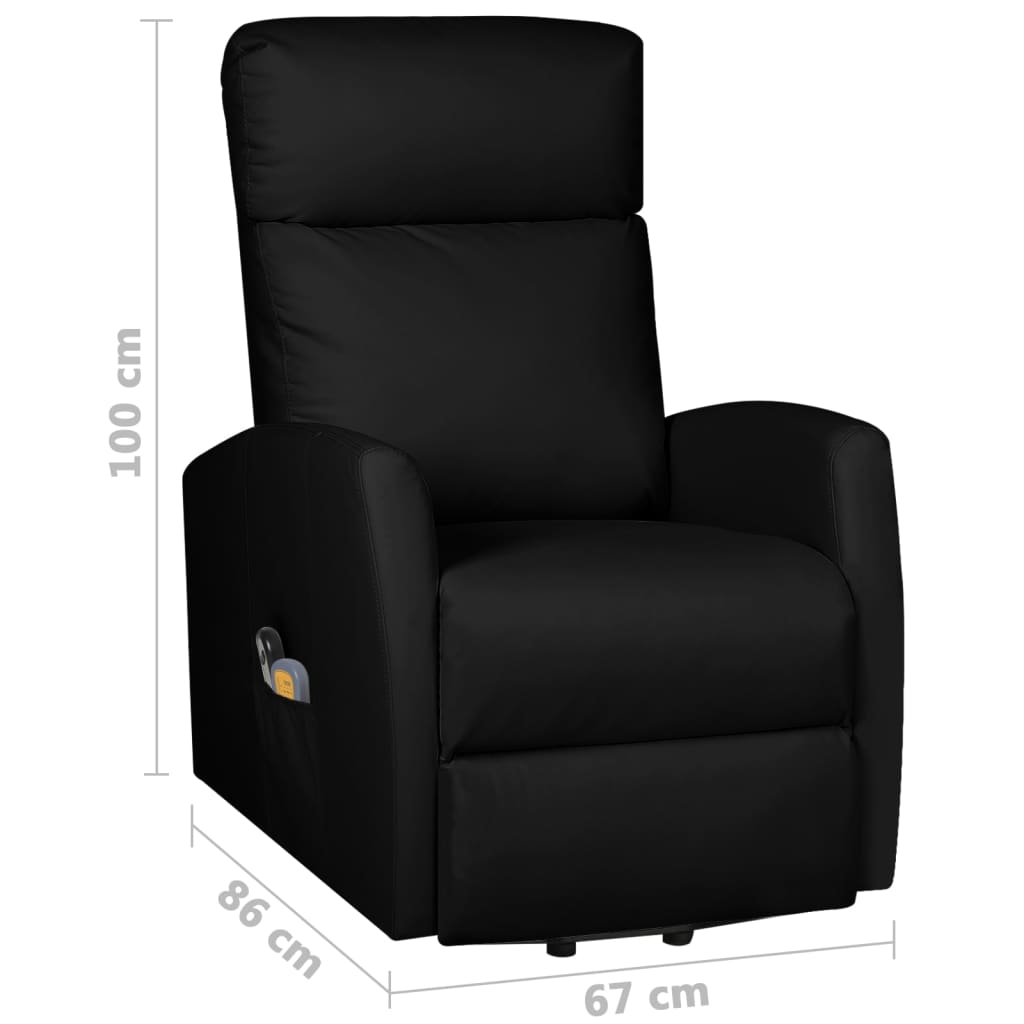 Massagesessel mit Aufstehhilfe Schwarz Kunstleder