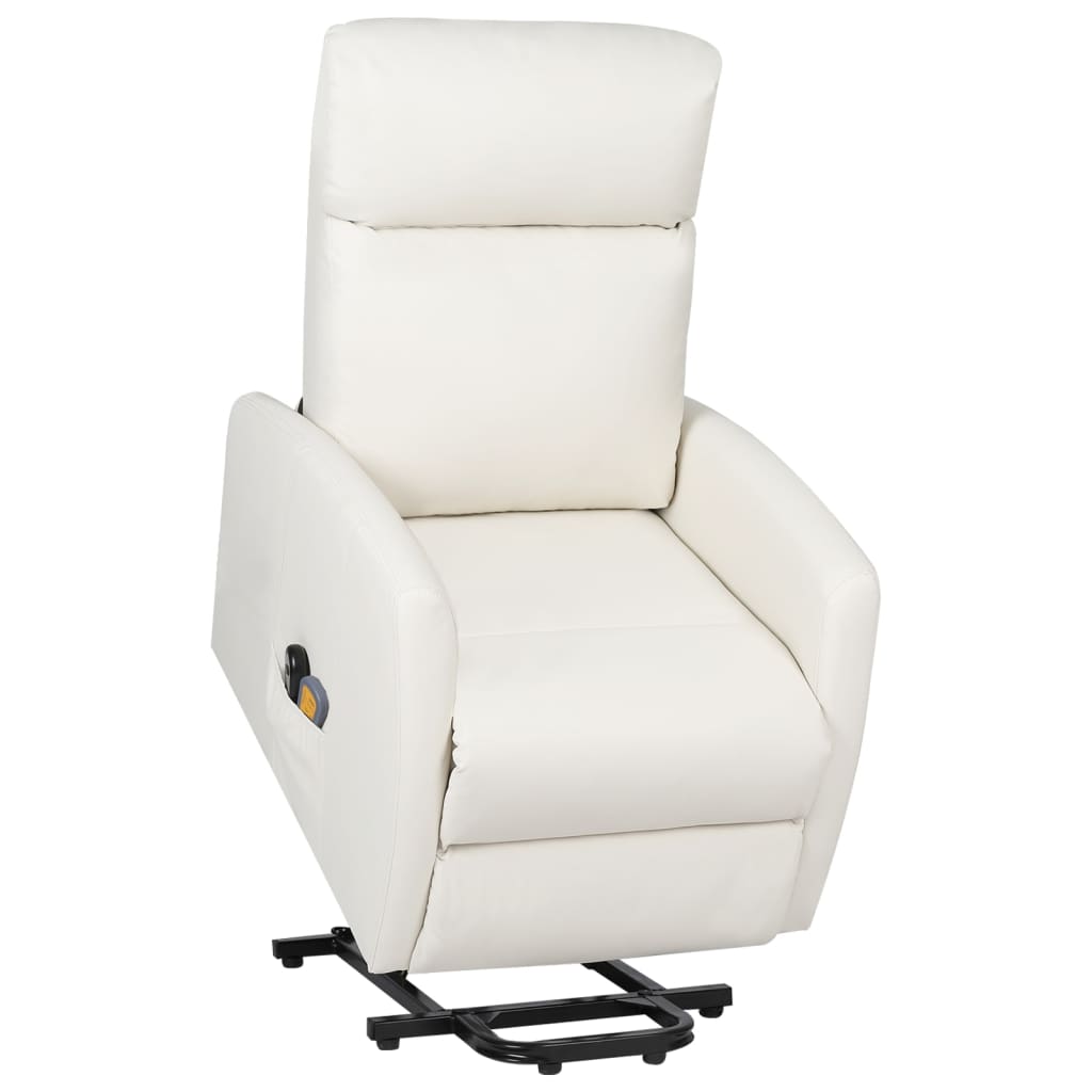 Massagesessel mit Aufstehhilfe Creme Kunstleder