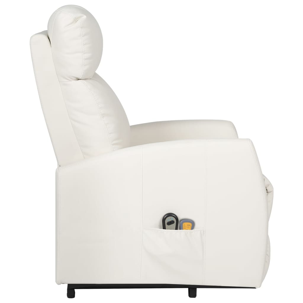Massagesessel mit Aufstehhilfe Creme Kunstleder