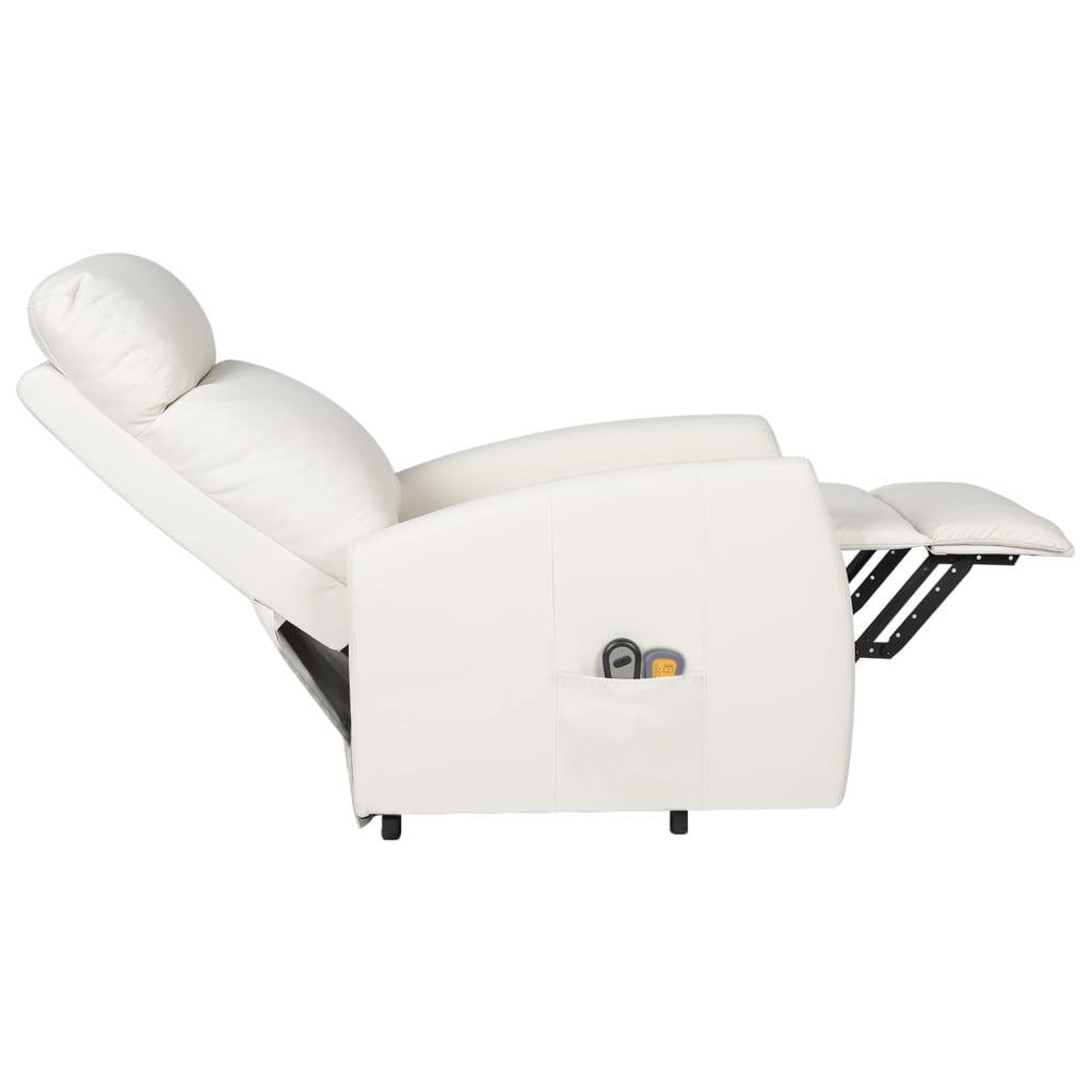 Massagesessel mit Aufstehhilfe Creme Kunstleder