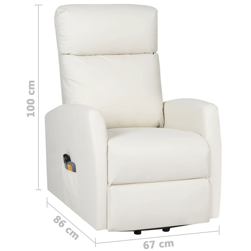 Massagesessel mit Aufstehhilfe Creme Kunstleder