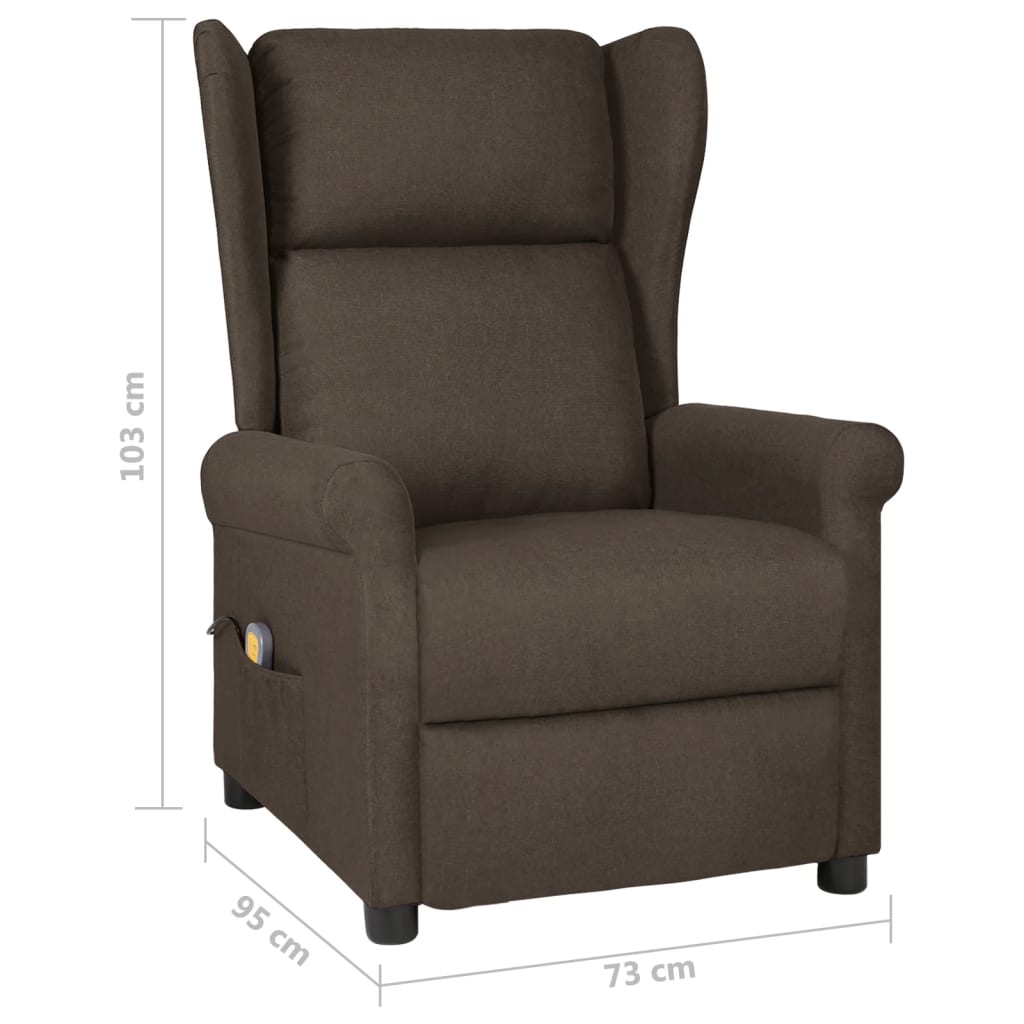 Massagesessel Dunkelbraun Stoff