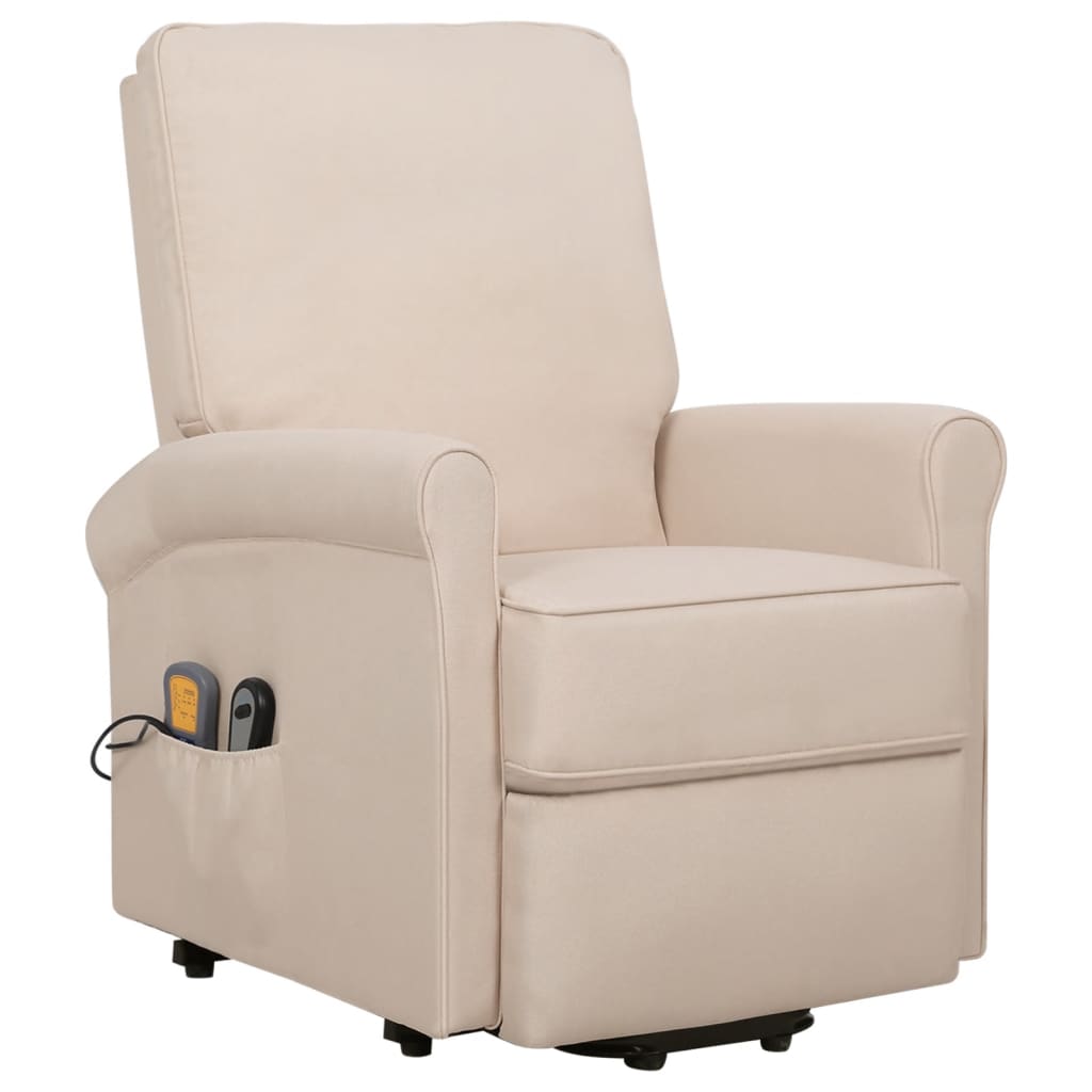 Massagesessel mit Aufstehhilfe Creme Stoff