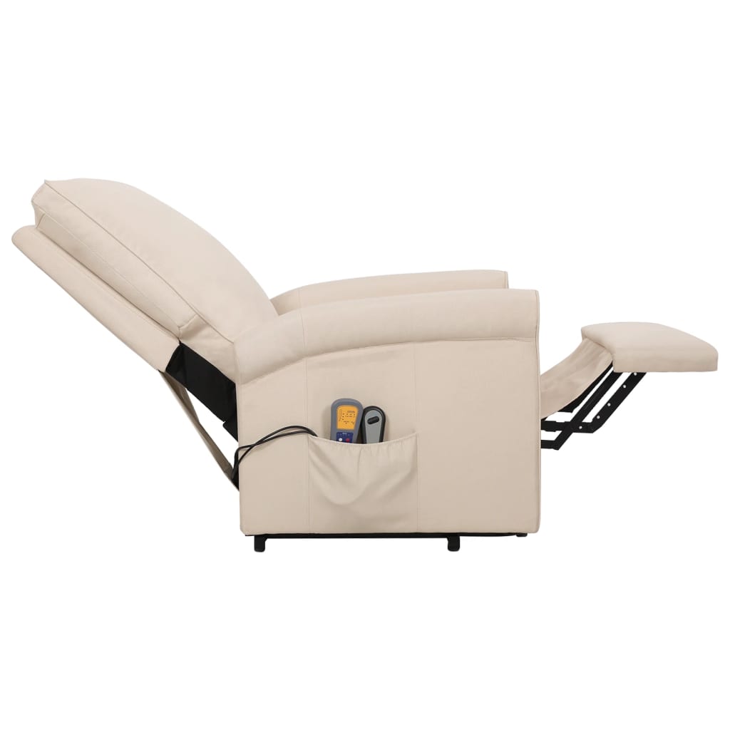 Massagesessel mit Aufstehhilfe Creme Stoff