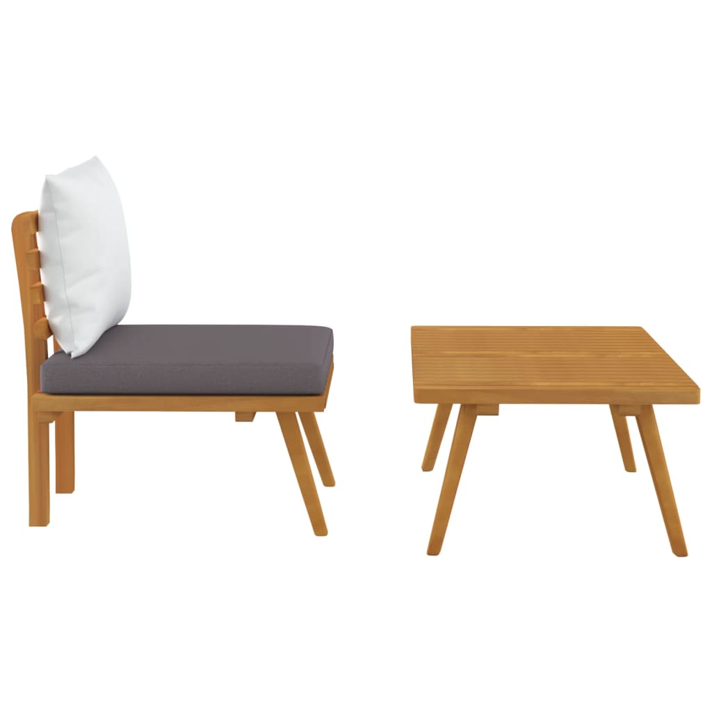 2-tlg. Garten-Lounge-Set mit Kissen Massivholz Akazie